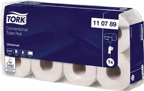 TORK Universal 110789 T4 toiletpapier, 2-laags, rollen van 20x20 cm, van het merk Tork TORK Universal 110789 T4 toiletpapier, 2-laags, 8x8 rollen, uit de categorie toiletpapier met artikelnummer 9000469262