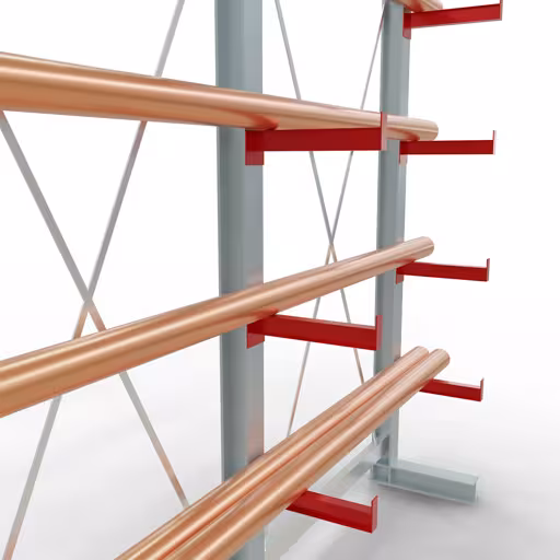 Productafbeelding nr. 10 van artikel K 3000 compleet legbord, eenzijdig, 2500 x 2600 x 400 mm, RAL 7001 / RAL 3000, 5 opslagniveaus Afbeelding nr. 10 van het artikel K 3000 complete stelling, eenzijdig, 2500 x 2600 x 400 mm, RAL 7001 / RAL 3000, 5 opslagniveaus uit de productgroep draagarmstellingen van Schulte Lagertechnik