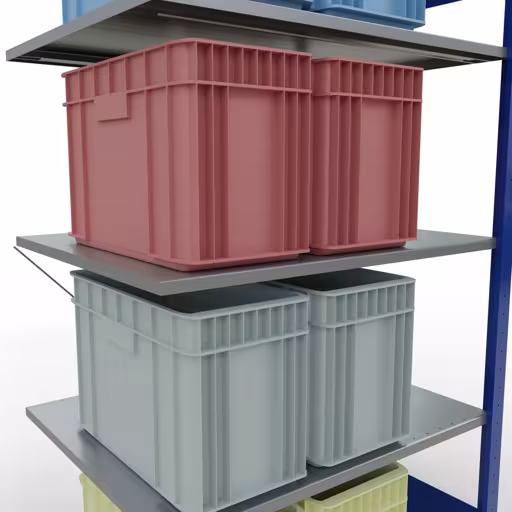 Extra afbeelding van het artikel Aanbouwplank, legbord, insteeksysteem MULTIplus150, 2000 x 1000 x 800 mm (HxBxD), 5 legborden, kruisschoor, RAL 5010/verzinkt Extra afbeelding van het artikel Aanbouwplank, legbord, insteeksysteem MULTIplus150, 2000 x 1000 x 800 mm, 5 legborden, RAL 5010/verzinkt vanaf opzetplank