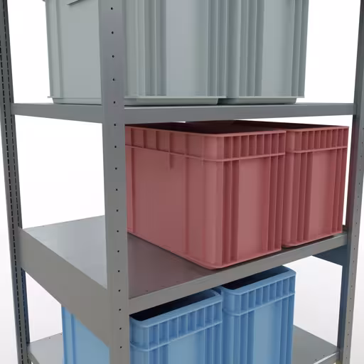 Figuur nr. 13 van het artikel basisrek, legbord, insteeksysteem MULTIplus250, 2500 x 1000 x 800 mm, 6 legborden, lengtestangen, verzinkt uit de insteeksysteem productgroep van Schulte Lagertechnik.