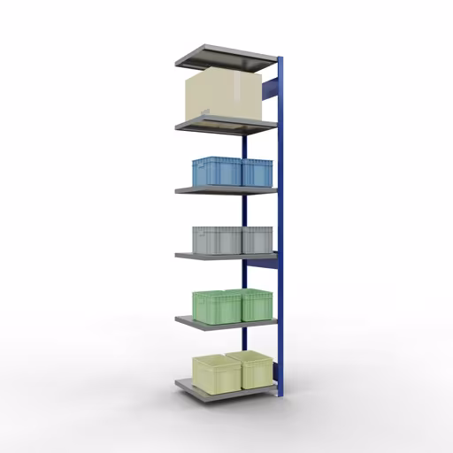 Afbeelding nr. 12 van het artikel aanbouwrekken, legbordstellingen, insteeksysteem MULTIplus250, 3000 x 750 x 600 mm, 7 legborden, lengtestangen, RAL 5010 gentiaanblauw/verzinkt/verzinkt uit de productgroep insteeksysteem van Schulte Lagertechnik.