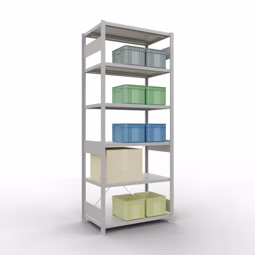 Productafbeelding nr. 15 van het artikel basisplank, legbord, insteeksysteem MULTIplus330, 2500 x 1000 x 600 mm, 6 legborden, kruisschoor, RAL 7035 lichtgrijs Figuur nr. 15 van het artikel basisplank, legbord, insteeksysteem MULTIplus330, 2500 x 1000 x 600 mm, 6 legborden, kruisschoor, RAL 7035 lichtgrijs uit de productgroep insteeksysteem van Schulte Lagertechnik.