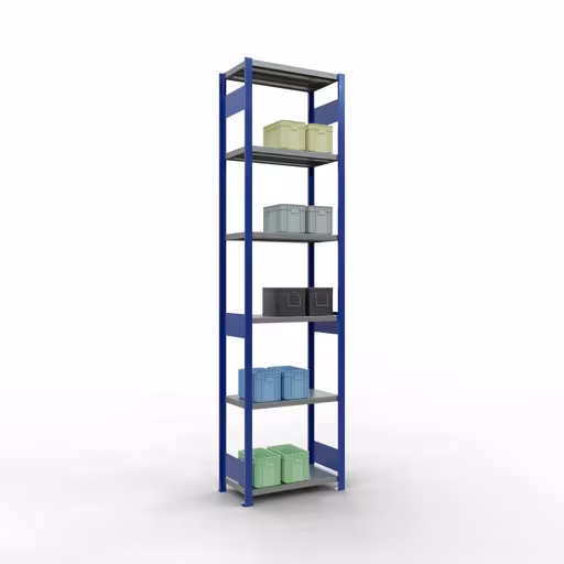 Figuur nr. 12 van het artikel basisrek, legbord, insteeksysteem MULTIplus250, 3000 x 750 x 400 mm, 7 legborden, lengtestangen, RAL 5010 gentiaanblauw/verzinkt/verzinkt uit de insteeksysteem productgroep van Schulte Lagertechnik.