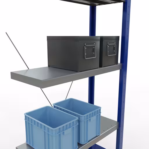 Extra afbeelding van het artikel opzetplank, legplank, insteeksysteem MULTIplus250, 2000 x 750 x 300 mm, 5 legborden, RAL 5010 gentiaanblauw/verzinkt/verzinkt vanaf opzetplank