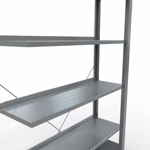 Productafbeelding nr. 14 van het artikel Aanbouwstelling, kantoorstelling, insteeksysteem MULTIplus85, 2000 x 1000 x 300 mm, 6 legborden, kruisschoor, verzinkt, met aanslaglijst Afbeelding nr. 14 van het artikel, kantoorrekken, insteeksysteem MULTIplus85, 2000 x 1000 x 300 mm, 6 legborden, verzinkt, met aanslagbeugel uit de productgroep kantoorrekken van Schulte Lagertechnik