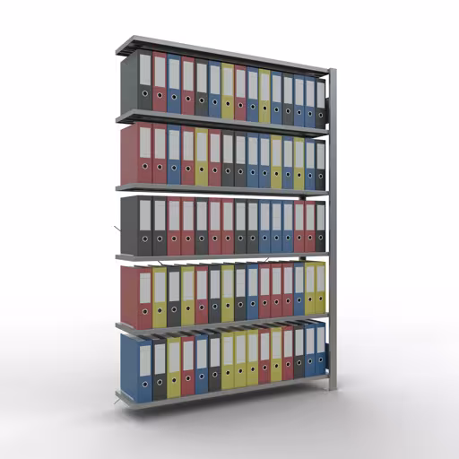 Aanbouwstelling, kantoorstelling, insteeksysteem MULTIplus85, 2000 x 1300 x 300 mm, 6 legborden, kruisschoor, verzinkt, zonder aanslaglijst uit de categorie insteeksysteem met GTIN 4004514253729 , kantoorrekken, insteeksysteem MULTIplus85, 2000 x 1300 x 300 mm, 6 legborden, verzinkt, zonder aanslaglijst van Schulte Lagertechnik uit het assortiment kantoorrekken