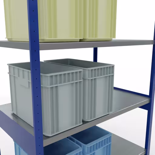 Figuur nr. 13 van het artikel basisrek, legbord, insteeksysteem MULTIplus250, 3000 x 1300 x 800 mm, 7 legborden, lengtestangen, RAL 5010 gentiaanblauw/verzinkt uit de insteeksysteem productgroep van Schulte Lagertechnik.