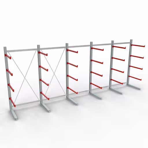 Afbeelding nr. 11 van het artikel K 6000 complete stelling, eenzijdig, 3000 x 7500 x 1000 mm, RAL 7001 / RAL 3000, 5 opslagniveaus uit de productgroep draagarmstellingen van Schulte Lagertechnik