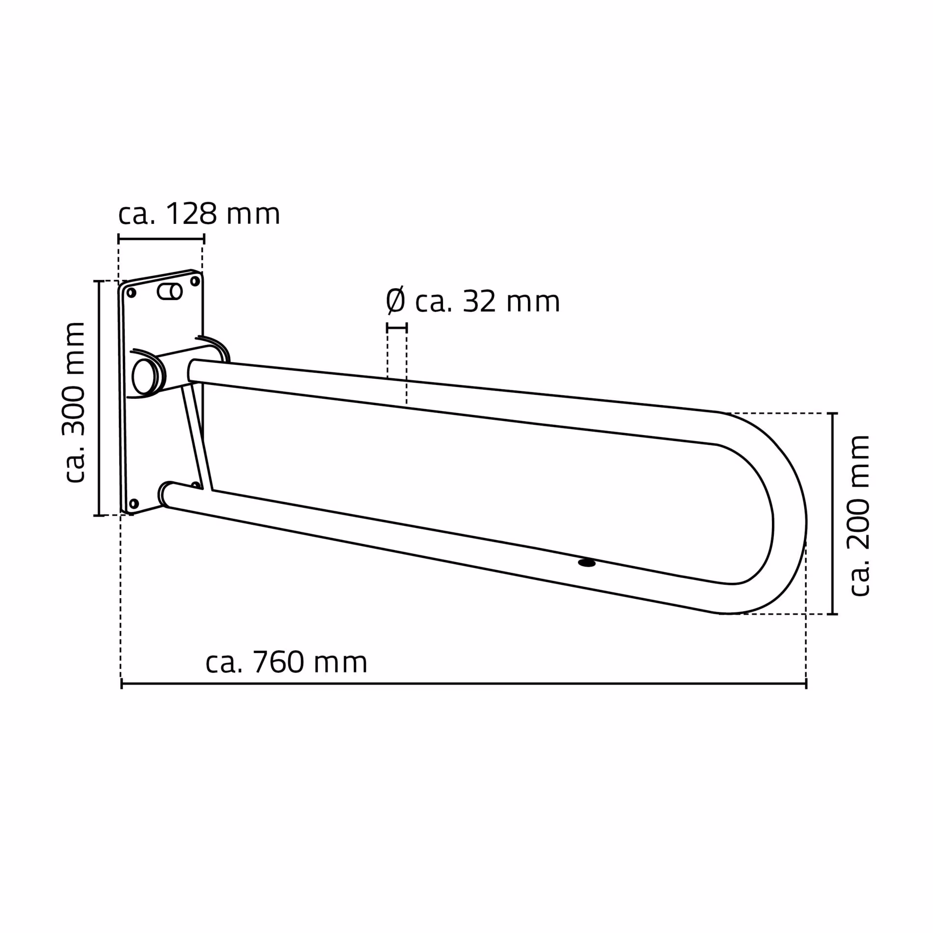 Toilet-stabeugel Tim ca. 76 cm, wit, opklapbaar staal van Ridder uit de categorie badkamerinrichting & sanitair
