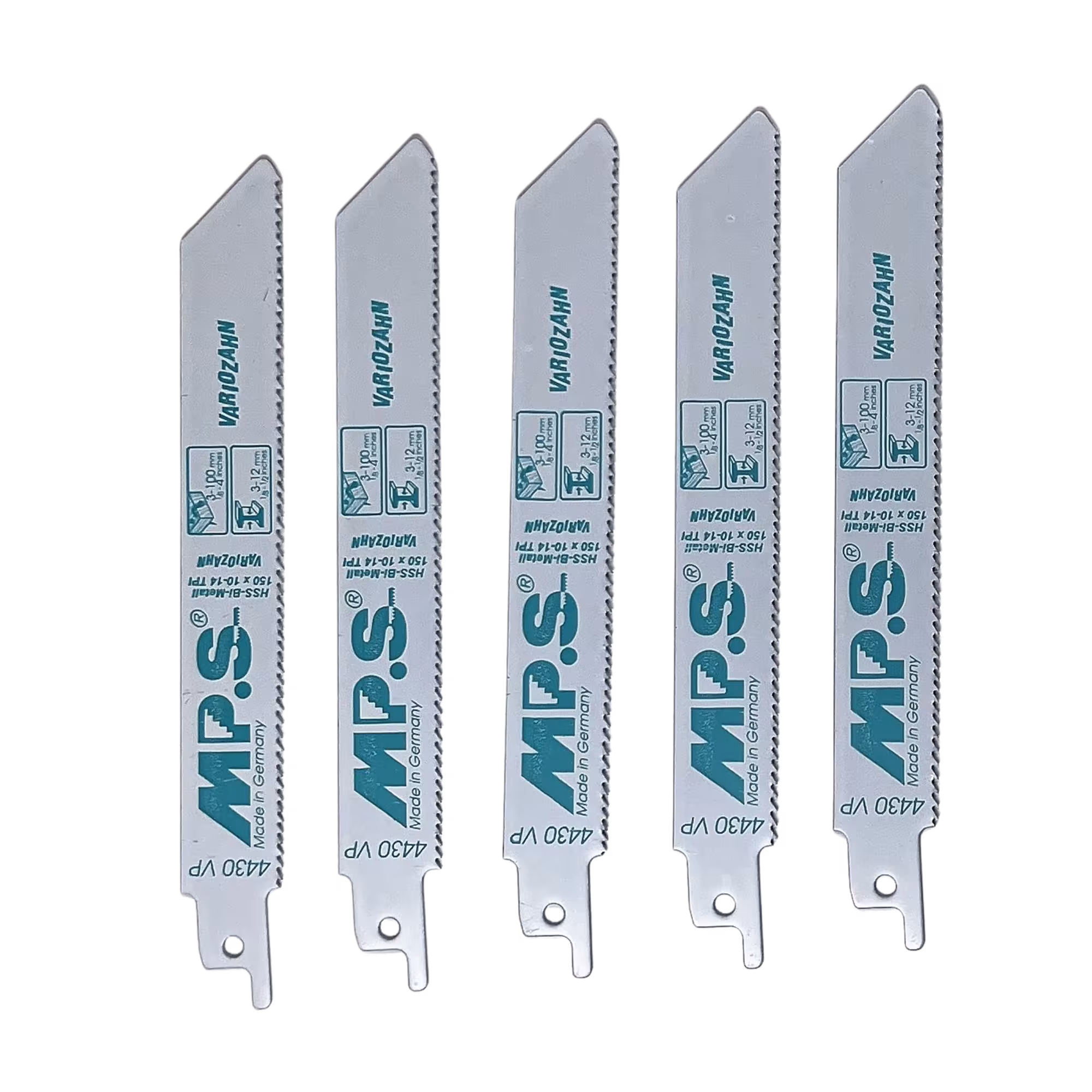 Extra afbeelding bij het artikel Bimetaal reciprozaagblad gefreesd en gezet totale lengte 150/vertande lengte 130 mm, tandsteek 1,8-2,5 mm #4430-VP-5 Extra afbeelding bij het artikel Bimetaal reciprozaagblad gefreesd en gezet totale lengte 150/vertande lengte 130 mm, tandsteek 1,8-2,5 mm #4430-VP-5 uit de categorie reciprozaagbladen