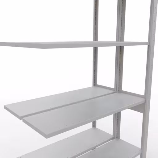 Extra afbeelding van het artikel Aanbouwplank, dubbele plank, rekkensysteem MULTIplus150, 2500 x 1000 x (2x300) mm, 2x6 planken, RAL 7035 lichtgrijs van dubbele planken