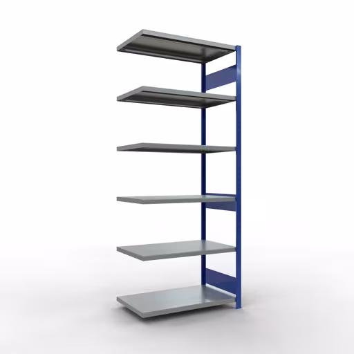 Aanbouwrekken, rekken, insteeksysteem MULTIplus330, 2500 x 1000 x 600 mm (HxBxD), 6 planken, lengtestangen, RAL 5010 gentiaanblauw/gegalvaniseerd van Schulte Lagertechnik Aanbouwstelling, stellingkast MULTIplus330 insteeksysteem, 2500 x 1000 x 600 mm (HxBxD), 6 legborden, lengtebalk, RAL 5010 gentiaanblauw/verzinkt, aanbouwplank, art.nr. 13966-LR-B