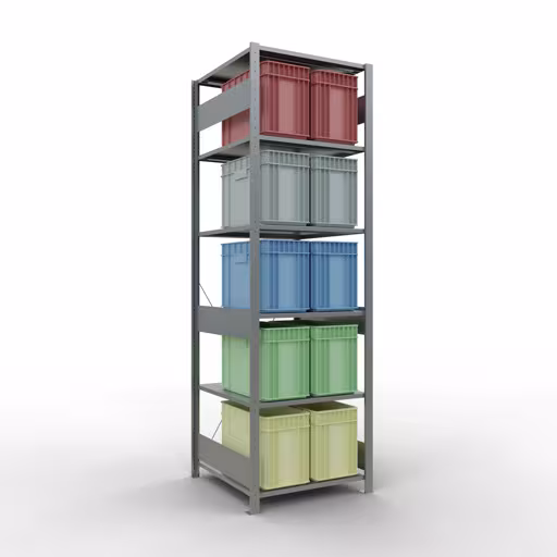Andere weergave van het artikel basisplank, legbord, insteeksysteem MULTIplus150, 2500 x 750 x 800 mm, 6 legborden, kruisschoor, verzinkt uit de categorie insteeksysteem