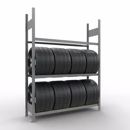 Basisrek, wielen-/bandenrek, 2000 x 1500 x 400 mm, verzinkt, 3 opslagniveaus met 150 kg vakbelasting per niveau van het merk Schulte Lagertechnik uit het assortiment stellingstellingen