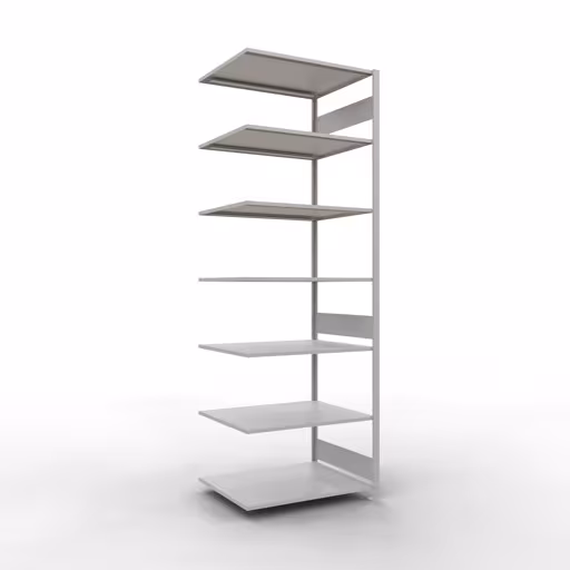 Aanbouwrekken, legbordstellingen, insteeksysteem MULTIplus150, 3000 x 1000 x 800 mm, 7 legborden, RAL 7035 lichtgrijs van Schulte Lagertechnik met artikelnr. 32687-LR