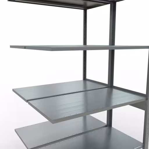 Afbeelding nr. 16 van het artikel aanbouwstelling, dubbele stelling, stellingstelling insteeksysteem MULTIplus150, 2500 x 1000 x (2x500) mm, 2x6 legborden, lengtestangen, verzinkt uit de productgroep stellingstellingen van Schulte Lagertechnik