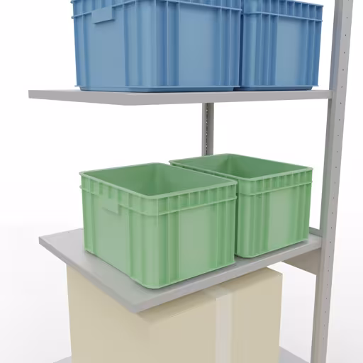 Productafbeelding nr. 14 van het artikel aanbouwrekken, legbordstellingen, insteeksysteem MULTIplus150, 2500 x 750 x 600 mm, 6 legborden, RAL 7035 lichtgrijs uit het assortiment insteeksysteem van Schulte Lagertechnik