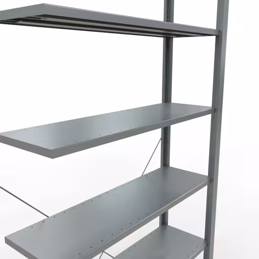 Aanbouwrekken, kantoorrekken, insteeksysteem MULTIplus85, 2300 x 1000 x 300 mm, 7 legborden, kruisschoor, verzinkt, zonder aanslaglijst van Schulte Lagertechnik met artikelnr. 17734