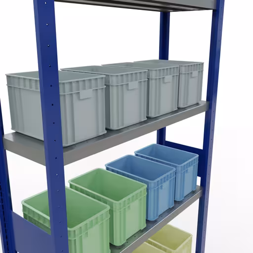 Figuur nr. 9 van het artikel basisrek, legbord, insteeksysteem MULTIplus330, 3000 x 1000 x 300 mm, 7 legborden, lengtestangen, RAL 5010 gentiaanblauw/verzinkt uit de productgroep insteeksysteem van het merk Schulte Lagertechnik