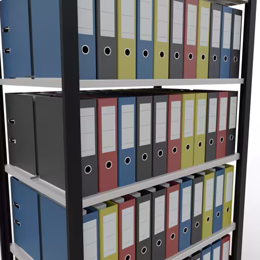 Productafbeelding nr. 14 van het artikel basisplank, kantoorplank, insteeksysteem MULTIplus150, 2000 x 1000 x 600 mm, 6 planken, lengtestangen, met middenaanslag, zwart/lichtgrijs Afbeelding nr. 14 van het artikel, kantoorrekken, insteeksysteem MULTIplus150, 2000 x 1000 x 600 mm, 6 planken, met middenaanslag, zwart/lichtgrijs uit de productgroep kantoorrekken van Schulte Lagertechnik