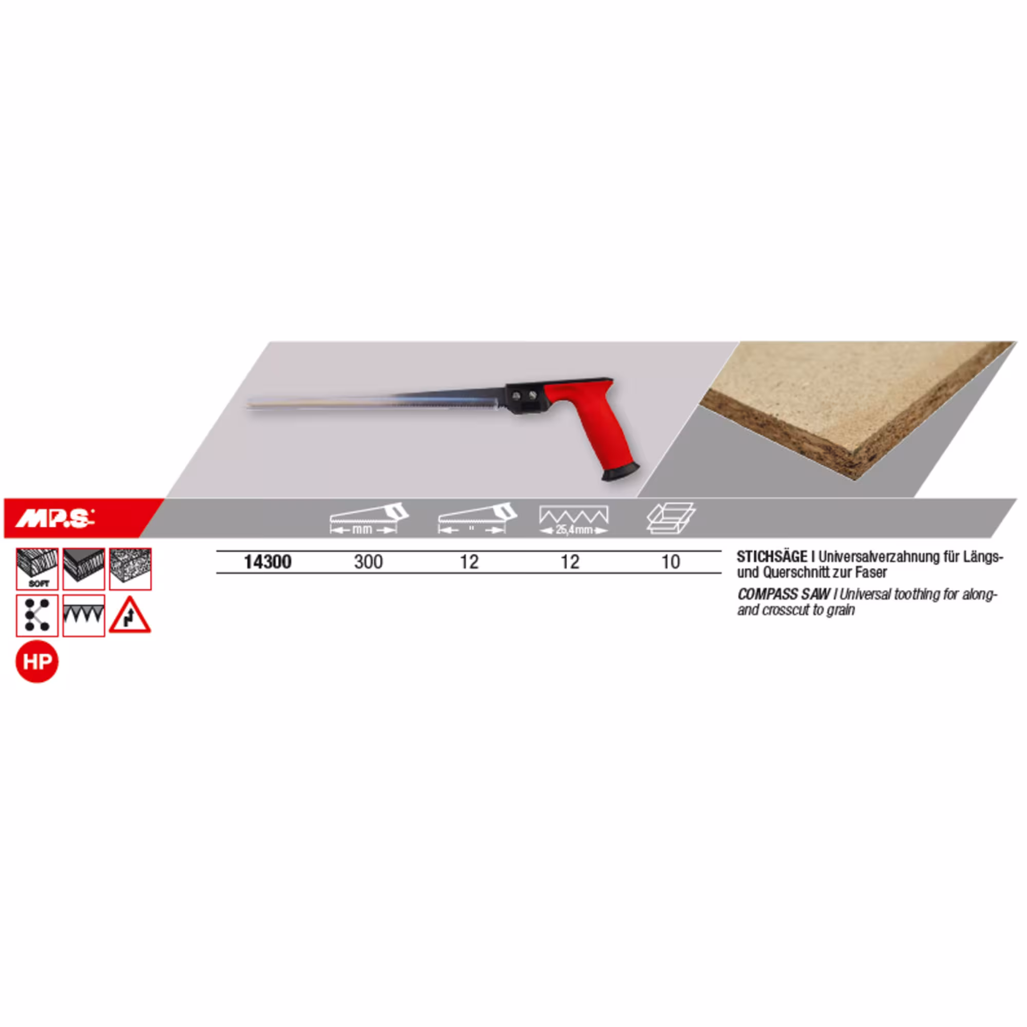 Decoupeerzaag totale lengte 300 mm van MPS met artikelnr. 14300-LIG