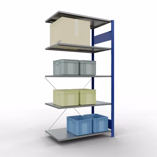 Figuur nr. 16 van het artikel aanbouwrekken, legbordinsteeksysteem MULTIplus85, 2000 x 1000 x 600 mm, 5 legborden, RAL 5010 gentiaanblauw uit de productgroep insteeksysteem van het merk Schulte Lagertechnik.