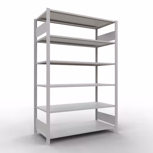 Figuur nr. 12 van het artikel basisplank, kantoorplank, insteeksysteem MULTIplus150, 2000 x 1300 x 600 mm, 6 planken, lengtestangen, zonder middenaanslag, lichtgrijs uit de productgroep kantoorplanken van Schulte Lagertechnik.