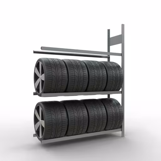 Afbeelding nr. 10 van het artikel aanbouwrek, wielen-/bandenrek, 2000 x 1500 x 400 mm, verzinkt, 3 opslagniveaus met 150 kg vakbelasting per niveau uit de productgroep legbordstellingen van Schulte Lagertechnik