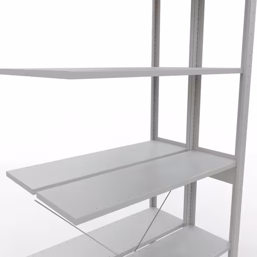 Figuur nr. 10 van het artikel aanbouwrekken, dubbele rekken, stellingplank insteeksysteem MULTIplus150, 2500 x 1000 x (2x300) mm, 2x6 planken, kruisschoor, RAL 7035 lichtgrijs uit de stellingstelling productgroep van Schulte Lagertechnik.