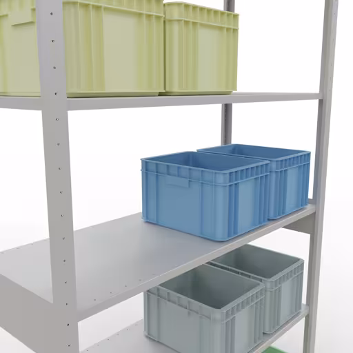 Basisplank, legbord, insteeksysteem MULTIplus150, 2500 x 1300 x 500 mm, 6 legborden, lengtestangen, RAL 7035 lichtgrijs van Schulte Lagertechnik uit het assortiment insteeksysteem