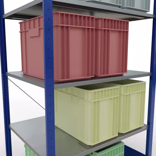 Andere productaanzicht Basisplank, legbord, insteeksysteem MULTIplus150, 2000 x 1000 x 800 mm (HxBxD), 5 legborden, kruisschoor, RAL 5010/verzinkt Andere weergave van het artikel basisrek, legbord, insteeksysteem MULTIplus150, 2000 x 1000 x 800 mm, 5 legborden, RAL 5010/verzinkt uit de categorie insteeksysteem