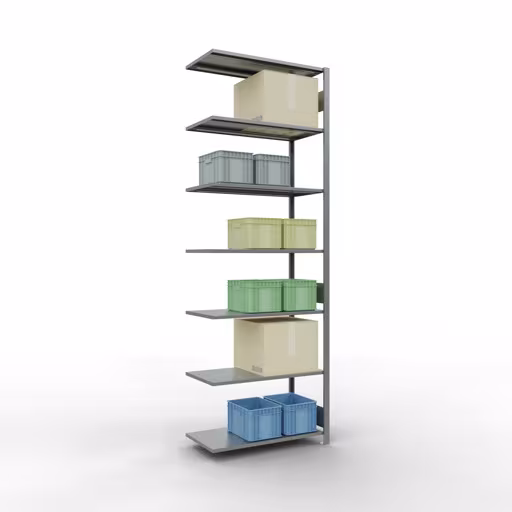 Figuur nr. 13 van het artikel aanbouwrekken, legbordstellingen, insteeksysteem MULTIplus85, 3000 x 1000 x 500 mm, 7 legborden, verzinkt uit de productgroep insteeksysteem van het merk Schulte Lagertechnik.