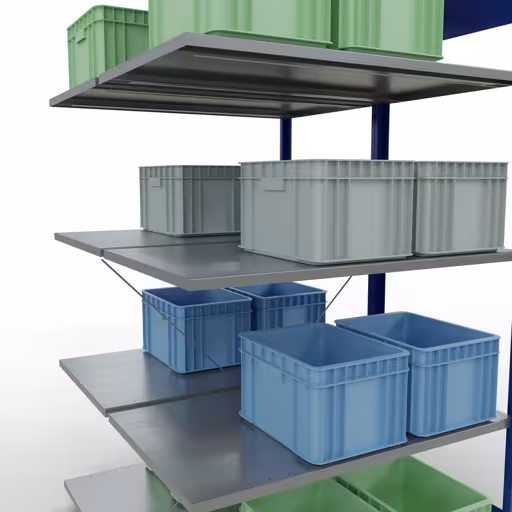 Andere weergave van het artikel Aanbouwplank, dubbele plank, legplank-insteeksysteem MULTIplus150, 2000 x 1000 x (2x600) mm, 2x5 legborden, kruisschoor, RAL 5010 gentiaanblauw uit de categorie legborden