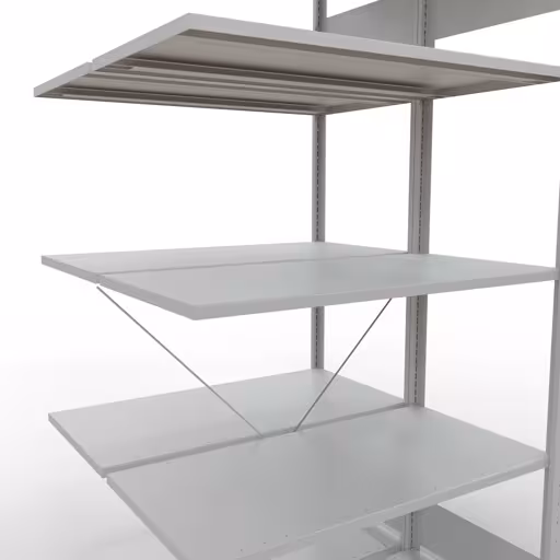 Andere weergave van het artikel Aanbouwplank, dubbele plank, legplank-insteeksysteem MULTIplus150, 2000 x 1000 x (2x500) mm, 2x5 legborden, kruisschoor, RAL 7035 lichtgrijs uit de categorie legborden