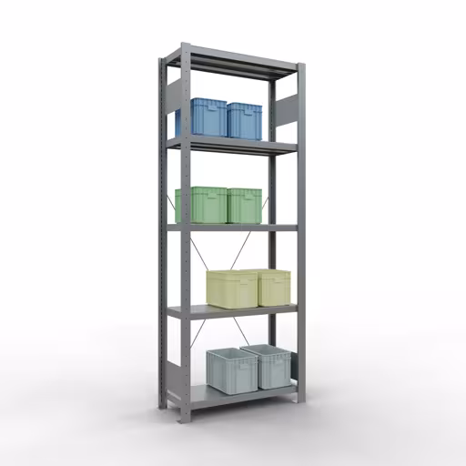 Extra afbeelding van het artikel Basisplank, legplank, insteeksysteem MULTIplus250, 2000 x 750 x 300 mm, 5 legborden, dwarsschoor, verzinkt vanaf basisplank