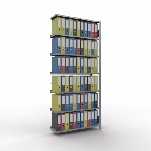 Productafbeelding nr. 12 van het artikel Aanbouwstelling, kantoorstelling, insteeksysteem MULTIplus85, 2300 x 1000 x 300 mm, 7 legborden, kruisschoor, verzinkt, met aanslaglijst Afbeelding nr. 12 van het artikel, kantoorrekken, insteeksysteem MULTIplus85, 2300 x 1000 x 300 mm, 7 legborden, verzinkt, met aanslagbeugel uit de productgroep kantoorrekken van Schulte Lagertechnik