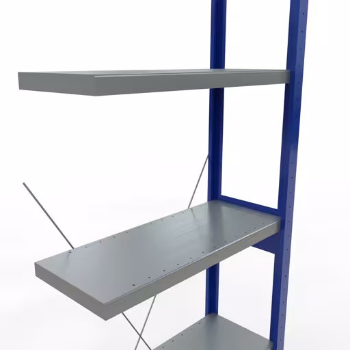 Aanbouwrekken, legbordstellingen, insteeksysteem MULTIplus250, 2500 x 750 x 300 mm, 6 legborden, RAL 5010 gentiaanblauw/verzinkt/verzinkt van Schulte Lagertechnik met artikelnr. 12936-75-B