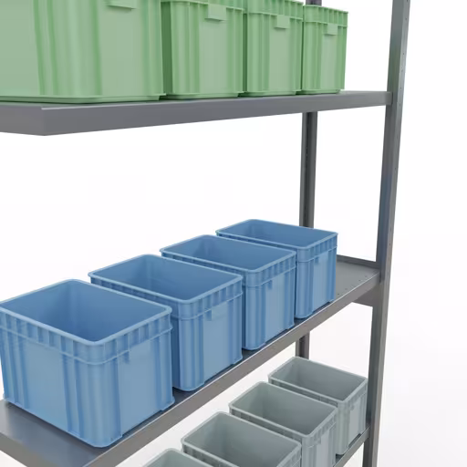 Figuur nr. 14 van het artikel aanbouwrekken, legbordstellingen, insteeksysteem MULTIplus250, 3000 x 1300 x 300 mm, 7 legborden, lengtestangen, verzinkt uit de productgroep insteeksysteem van Schulte Lagertechnik.