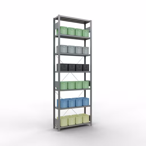 Productafbeelding nr. 15 van het artikel basisplank, legbord, insteeksysteem MULTIplus250, 3000 x 1000 x 300 mm, 7 legborden, dwarsschoor, verzinkt uit het assortiment insteeksysteem van het merk Schulte Lagertechnik
