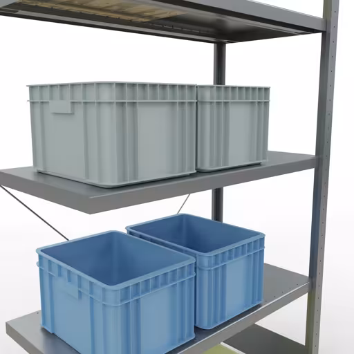 Afbeelding nr. 12 van het artikel aanbouwrekken, legbordstellingen, insteeksysteem MULTIplus330, 2000 x 1000 x 500 mm, 5 legborden, kruisschoor, verzinkt uit de productgroep insteeksysteem van Schulte Lagertechnik