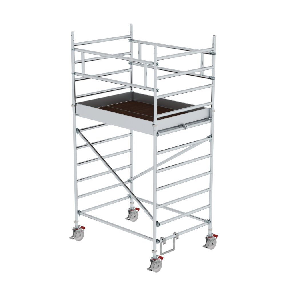 Munk rolsteiger 1,35 x 1,80 m met dubbel platform, platformhoogte 2,35 m, van Günzburger Steigtechnik Munk rolsteiger 1,35 x 1,80 m met dubbel platform uit de categorie rolsteigers met artikelnummer 173235