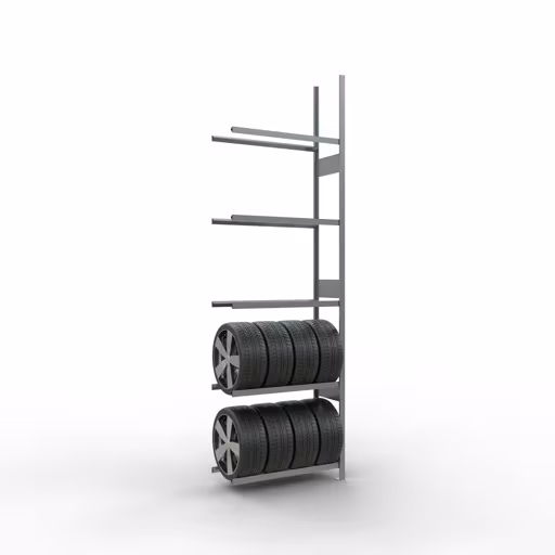 Afbeelding nr. 10 van het artikel aanbouwrek, wielen-/bandenrek, 3500 x 1050 x 400 mm, verzinkt, 5 opslagniveaus met 150 kg vakbelasting per niveau uit de productgroep legbordstellingen van Schulte Lagertechnik