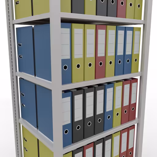 Figuur nr. 15 van het artikel basisplank, kantoorplank, insteeksysteem MULTIplus150, 2300 x 750 x 600 mm, 7 planken, lengtestangen, zonder middenaanslag, lichtgrijs uit de productgroep kantoorplanken van Schulte Lagertechnik.