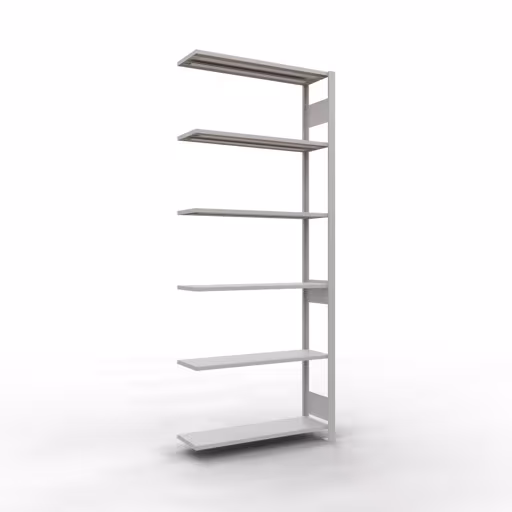 Aanbouwrekken, rekken, insteeksysteem MULTIplus85, 2500 x 1000 x 300 mm (HxBxD), 6 planken, lengtestangen, RAL 7035 lichtgrijs van Schulte Lagertechnik Aanbouwrekken, legborden, insteeksysteem MULTIplus85, 2500 x 1000 x 300 mm (HxBxD), 6 legborden, lengtebalk, RAL 7035 lichtgrijs, aanbouwplank, art.nr. 33036-LR