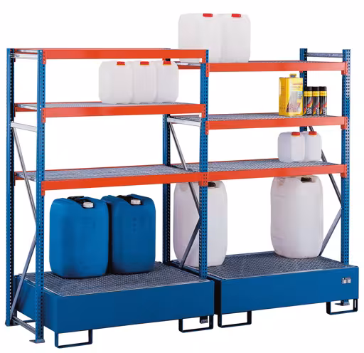 W 100 Milieurekkenset, aanbouwplank, 2000 x 1250 x 600 mm, blauw/oranje/verzinkt van Schulte Lagertechnik uit de categorie grootvakstellingen