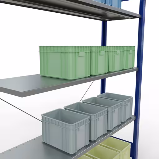 Productafbeelding nr. 12 van het artikel aanbouwplank, legbord, insteeksysteem MULTIplus150, 2000 x 1300 x 400 mm, 5 legborden, RAL 5010 gentiaanblauw/verzinkt uit het insteeksysteem-assortiment van Schulte Lagertechnik