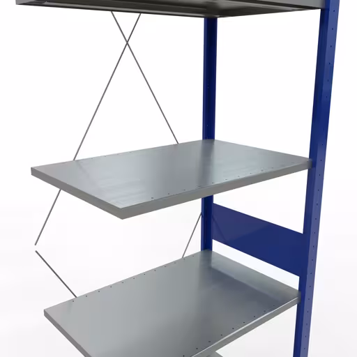 Productafbeelding nr. 13 van het artikel aanbouwplank, legplank, insteeksysteem MULTIplus150, 3000 x 750 x 500 mm, 7 legborden, RAL 5010 gentiaanblauw/verzinkt/verzinkt uit het insteeksysteem-assortiment van Schulte Lagertechnik