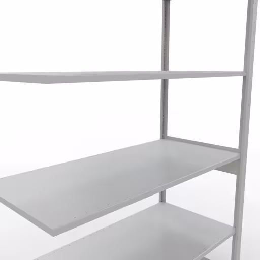 Aanbouwrekken, legbordstellingen, insteeksysteem MULTIplus150, 2500 x 1300 x 600 mm, 6 legborden, lengtestangen, RAL 7035 lichtgrijs uit de categorie aanbouwrekken met GTIN 4004514293336 Aanbouwrek, stelling, insteeksysteem MULTIplus150, 2500 x 1300 x 600 mm, 6 legborden, lengtestangen, RAL 7035 lichtgrijs van het merk Schulte Lagertechnik uit het assortiment insteeksysteem
