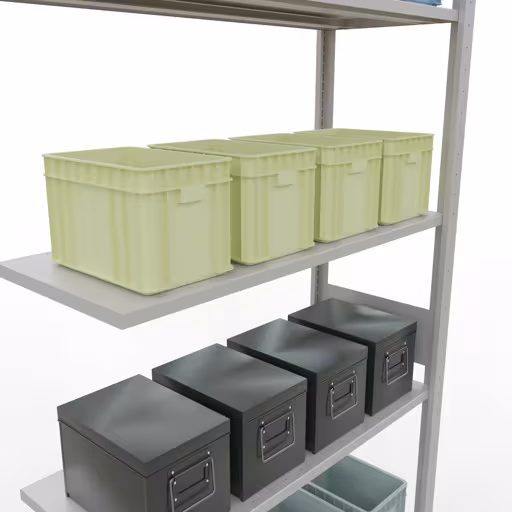 Productafbeelding nr. 13 van het artikel Aanbouwrekken, legbordstellingen, insteeksysteem MULTIplus85, 3000 x 1000 x 400 mm (HxBxD), 7 legborden, lengtestangen, RAL 7035 lichtgrijs Figuur nr. 13 van het artikel aanbouwrekken, legbordstellingen, insteeksysteem MULTIplus85, 3000 x 1000 x 400 mm, 7 legborden, RAL 7035 lichtgrijs uit de productgroep insteeksysteem van het merk Schulte Lagertechnik.