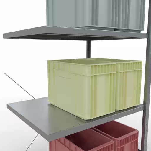 Productafbeelding nr. 12 van het artikel Aanbouwrekken, legbordstellingen, insteeksysteem MULTIplus330, 2000 x 1000 x 800 mm, 5 legborden, kruisschoor, verzinkt Afbeelding nr. 12 van het artikel aanbouwrekken, legbordstellingen, insteeksysteem MULTIplus330, 2000 x 1000 x 800 mm, 5 legborden, kruisschoor, verzinkt uit de productgroep insteeksysteem van Schulte Lagertechnik